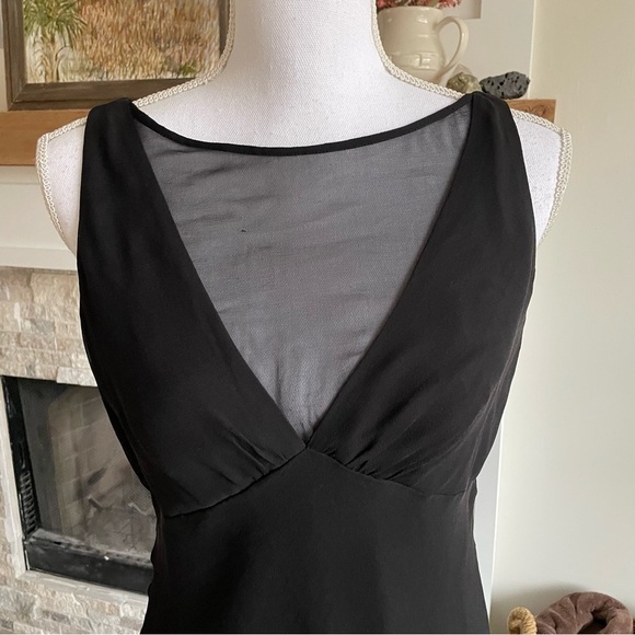 Laundry y2K Black Mesh High V-Neck Sleeveless Silk Midi Dress Women’s 8 Medium - Picture 4 of 11